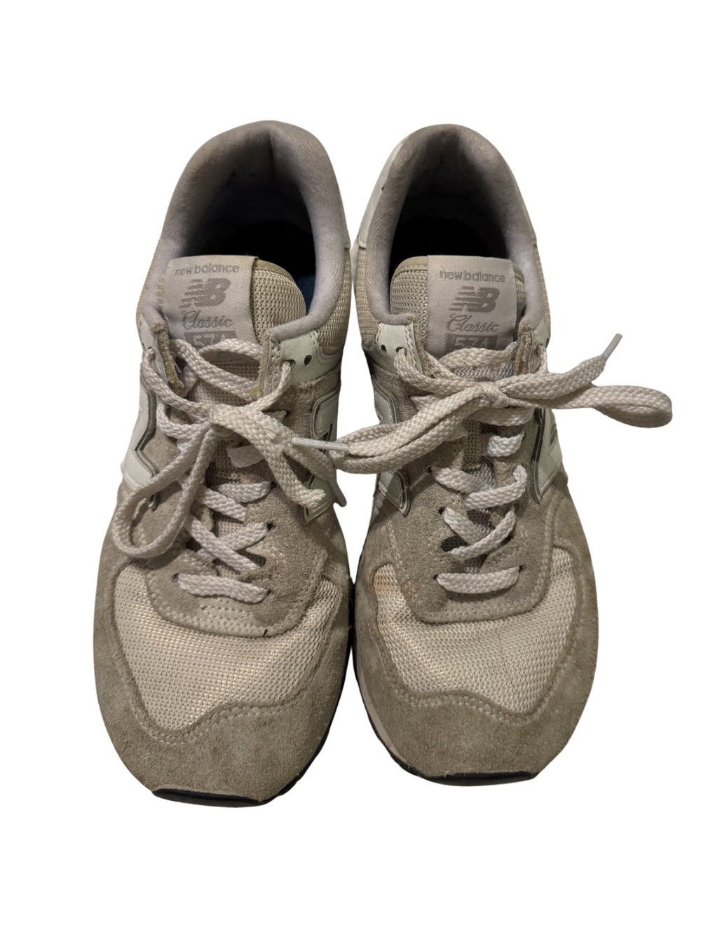 New Balance Grey & White Suede Mesh Sneakers - Picture 2 of 5